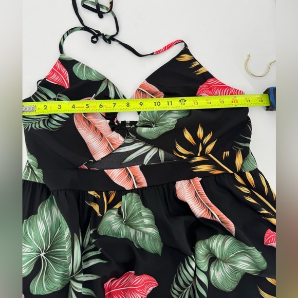 Women's Tropical Halter Tie Cut Out Mini Dress - Picture 8 of 13